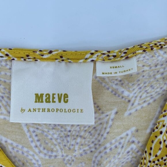 MAEVE Anthropologie Size XS Fete Yellow Handkerchief Midi Dress - Picture 6 of 16